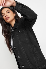 PixieGirl Petite Black Oversized Washed Denim Jacket - Image 1 of 5