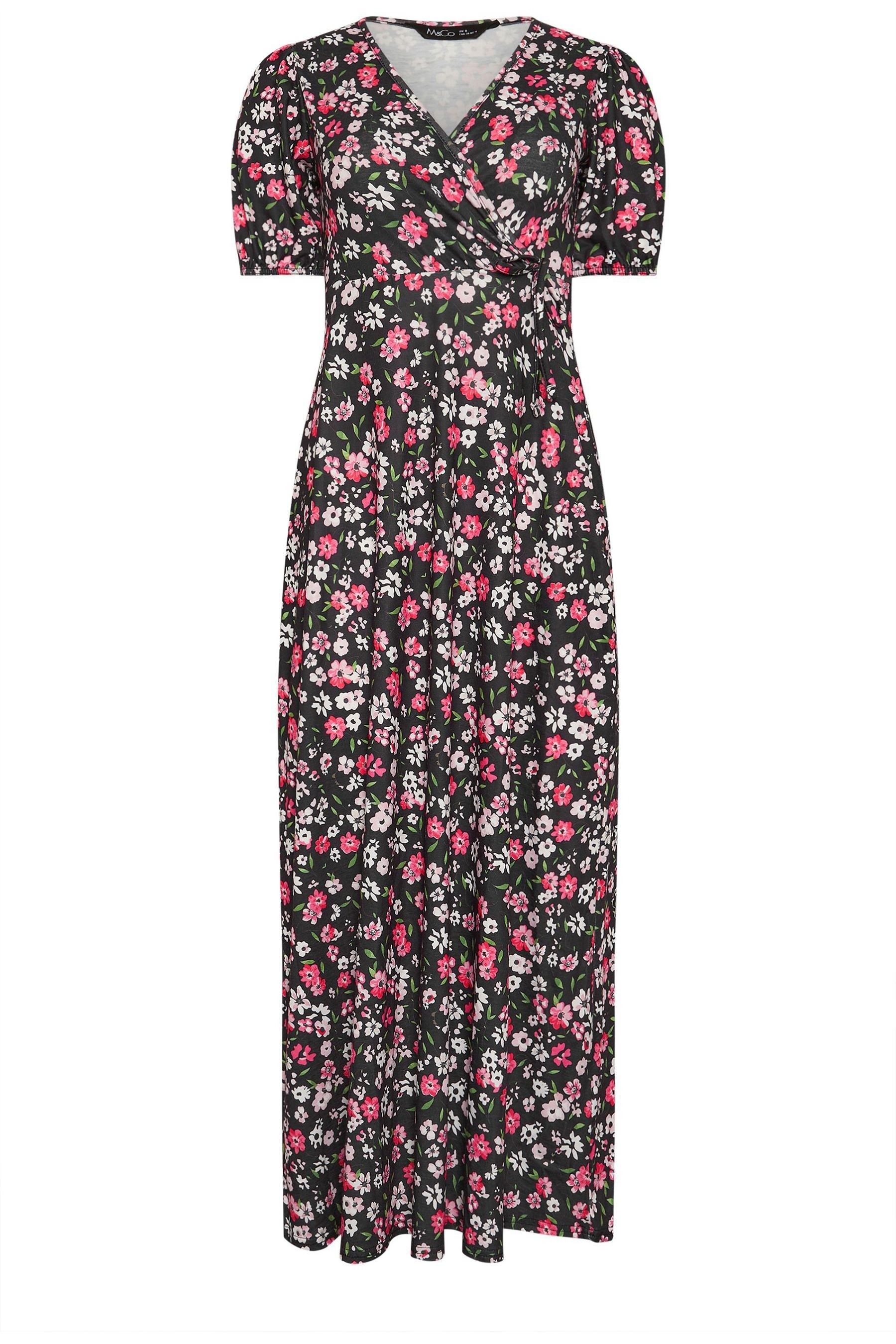 Buy M Co Black Petite Floral Wrap Front Maxi Dress from Next USA