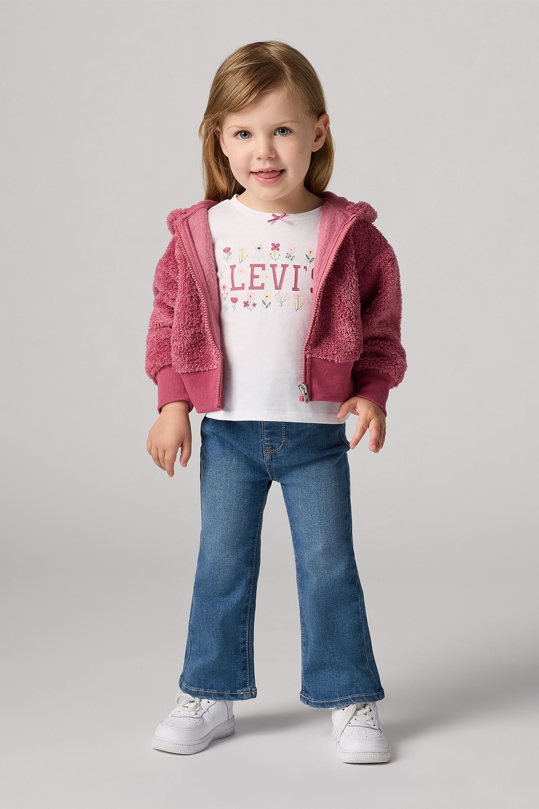 Buy Levi s Pink Baby Flare Jeggings Logo T Shirt And Zip Up Hoodie 3 Piece Set from Next Australia