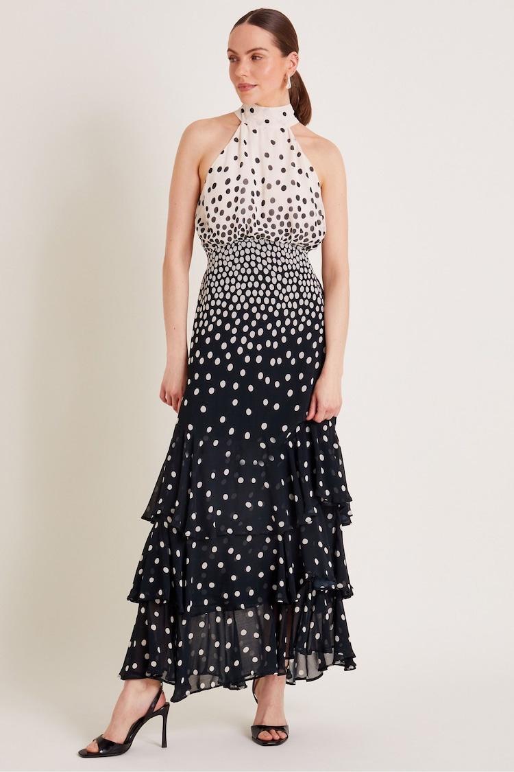 Monsoon Black Octavia Spot Ruffle Dress - Image 1 of 6