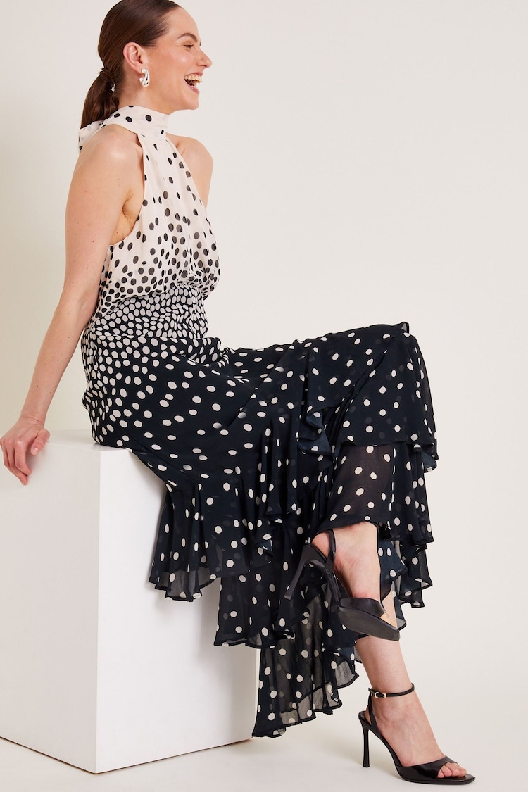 Monsoon Black Octavia Spot Ruffle Dress - Image 6 of 6