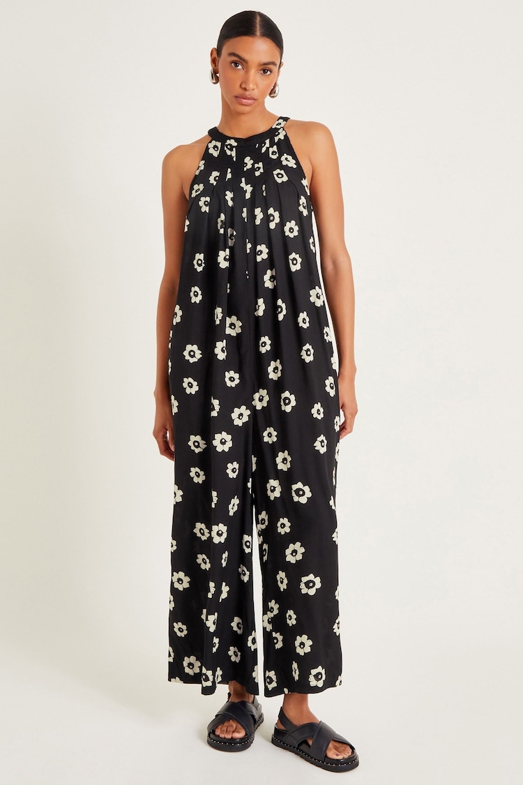 Monsoon Black Lei Floral Wide Leg Jumpsuit - Image 2 of 6