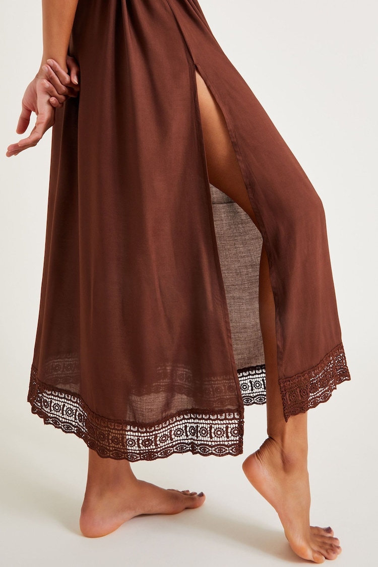 Monsoon Brown Cali Crochet Kaftan Dress - Image 4 of 4