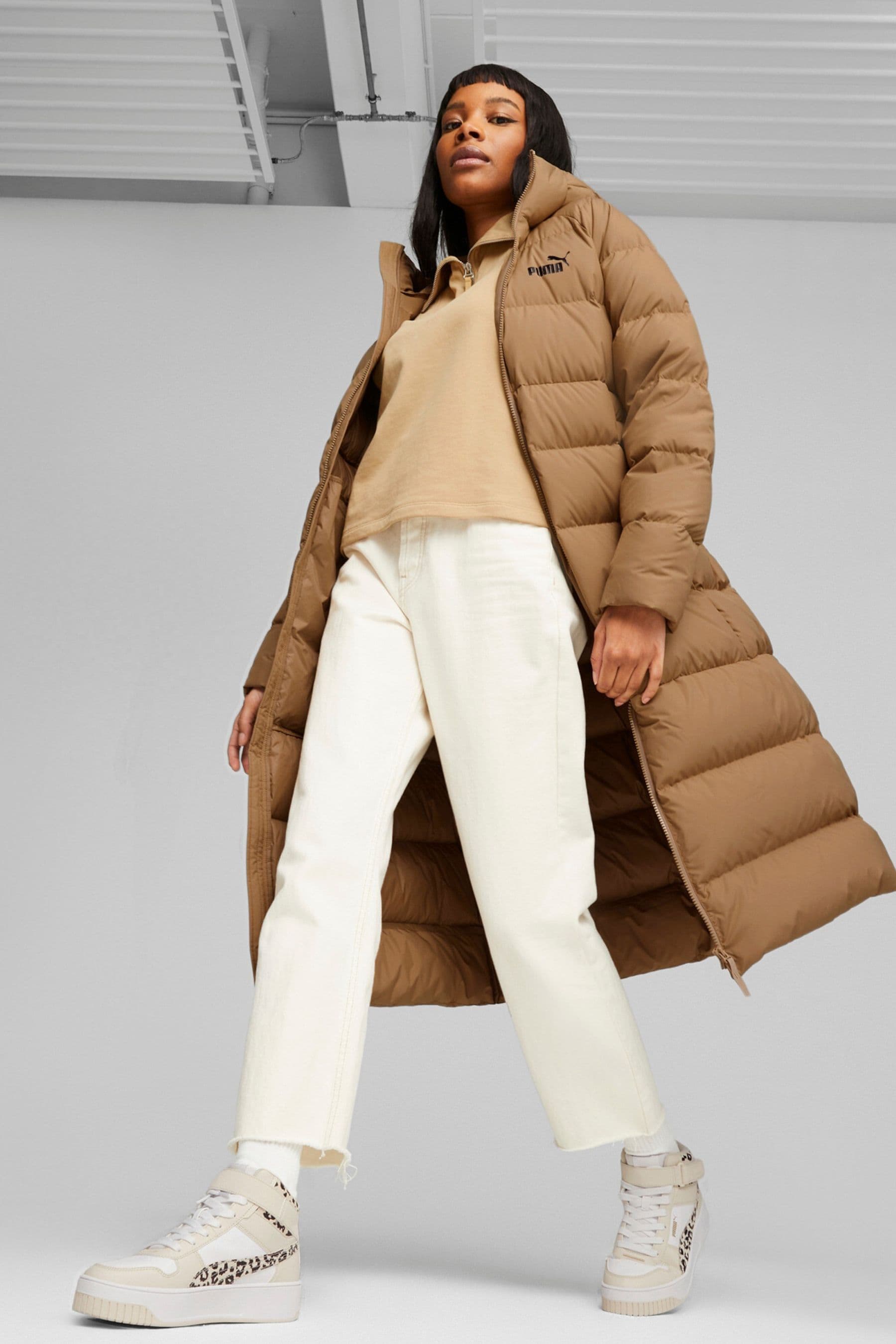 Buy Puma Brown Womens Long Hooded Down Coat from the Next UK online shop