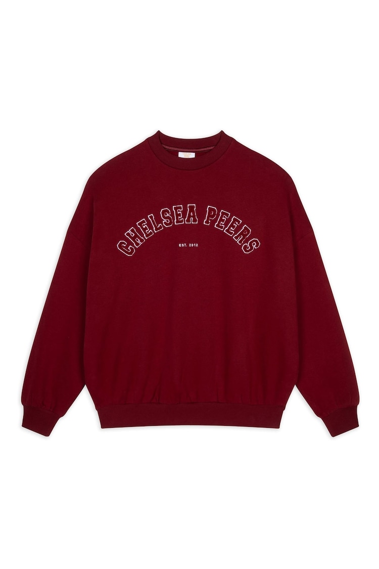 Chelsea Peers Red Organic Cotton Embroidered Letterman Logo Sweatshirt - Image 1 of 3