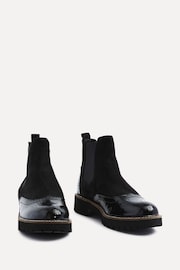 Linzi Black Cleo Patent & Suede Brogue Style Chelsea Boots - Image 3 of 5