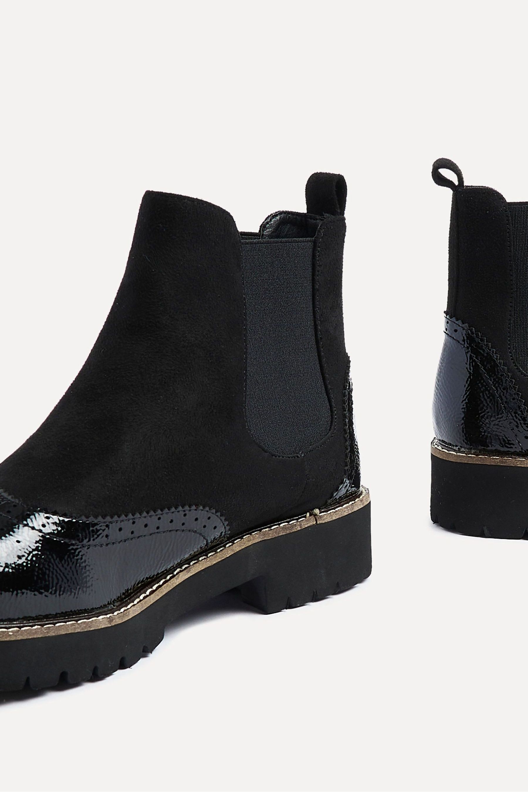 Buy Linzi Black Cleo Patent Suede Brogue Style Chelsea Boots from Next Malta