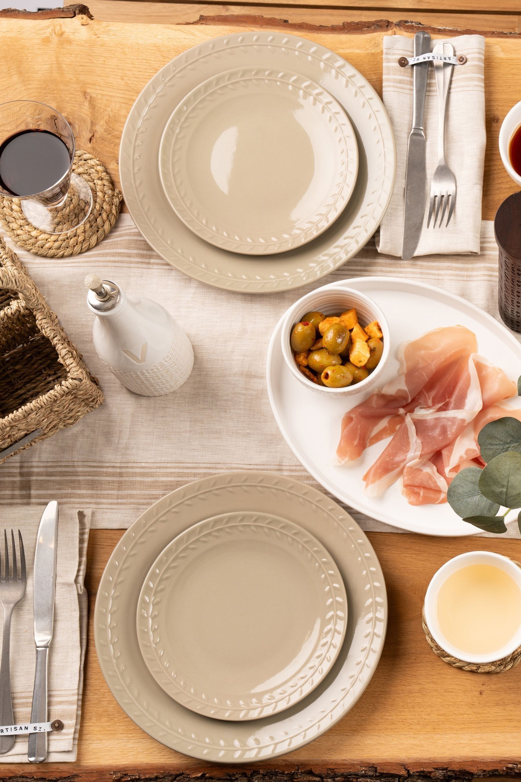 Buy Artisan Street 12 Piece Natural Leaf Stone Dinner Set from the Next UK online shop