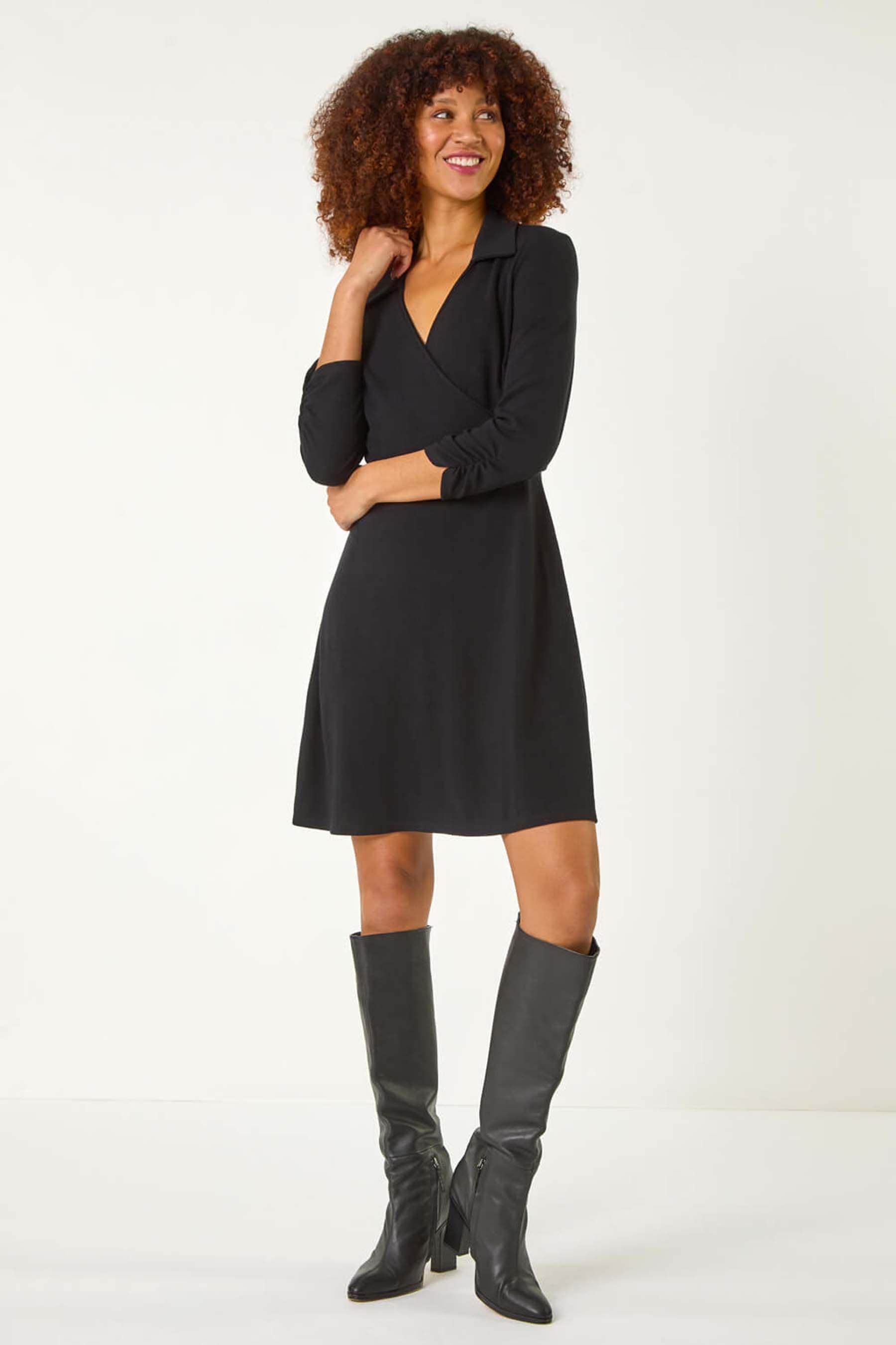 Buy Roman Black Plain Crepe Short Dress from the Next UK online shop