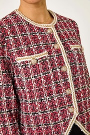 Roman Red Textured Check Button Front Pocket Jacket - Image 5 of 5