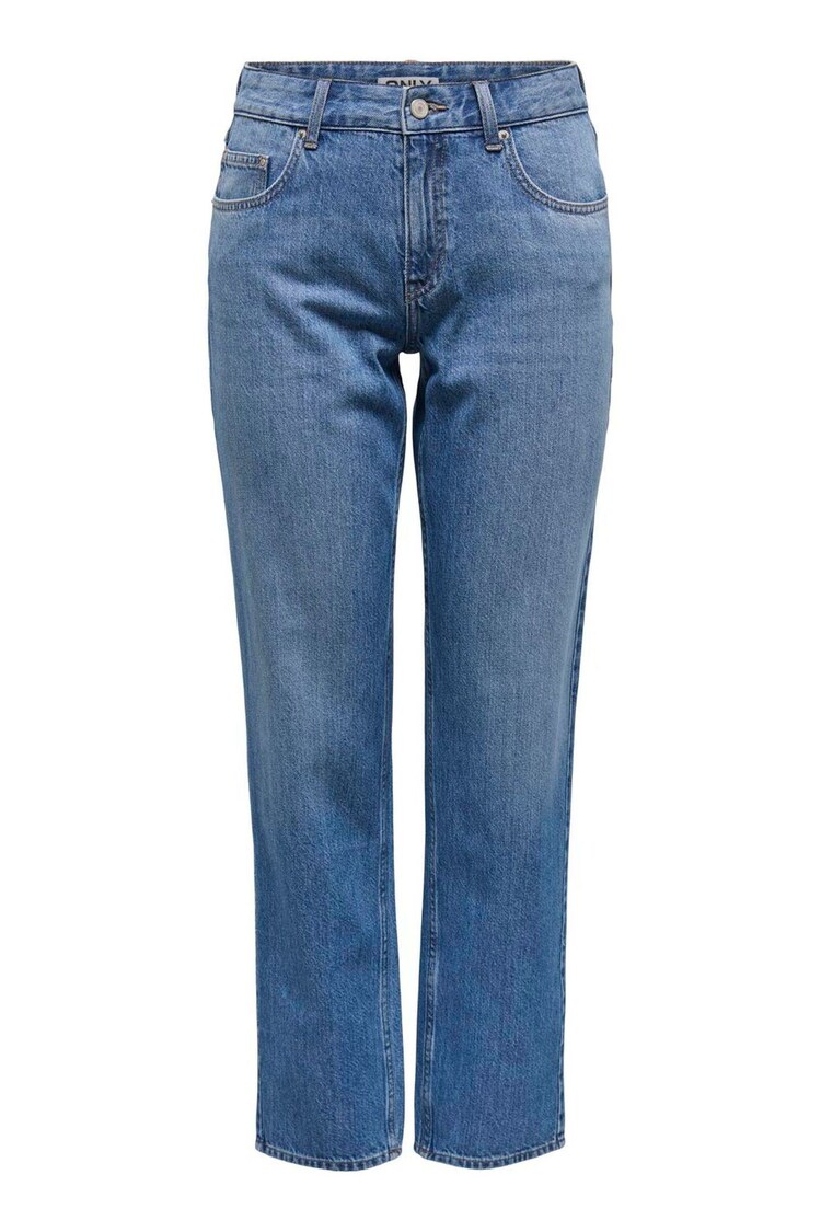 ONLY Blue Mom Fit Mid Waist Straight Leg Jeans - Image 5 of 5