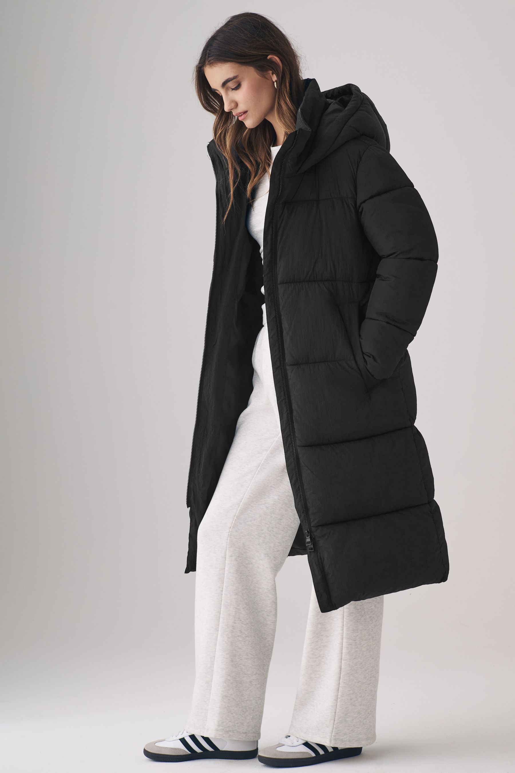 Buy The Set Black Neutral 2 Pack Hooded Longline Padded Coats from the Next UK online shop