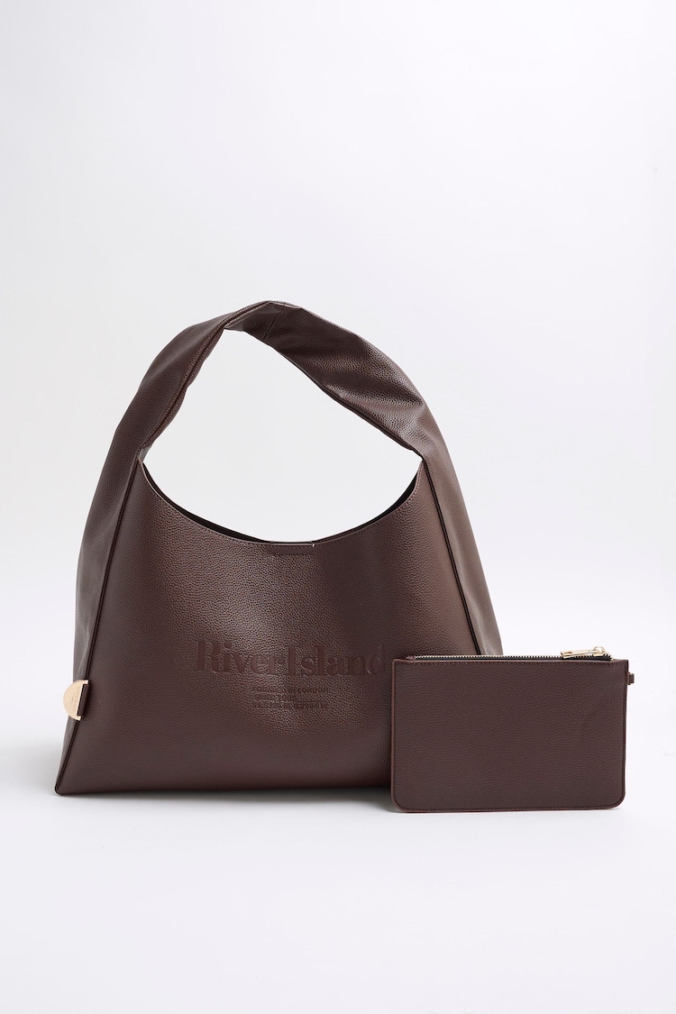 River Island Brown Debossed Logo Slouch Bag - Image 2 of 6