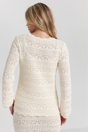 Simply Be Cream Crochet Co-ord Jumper - Image 3 of 4