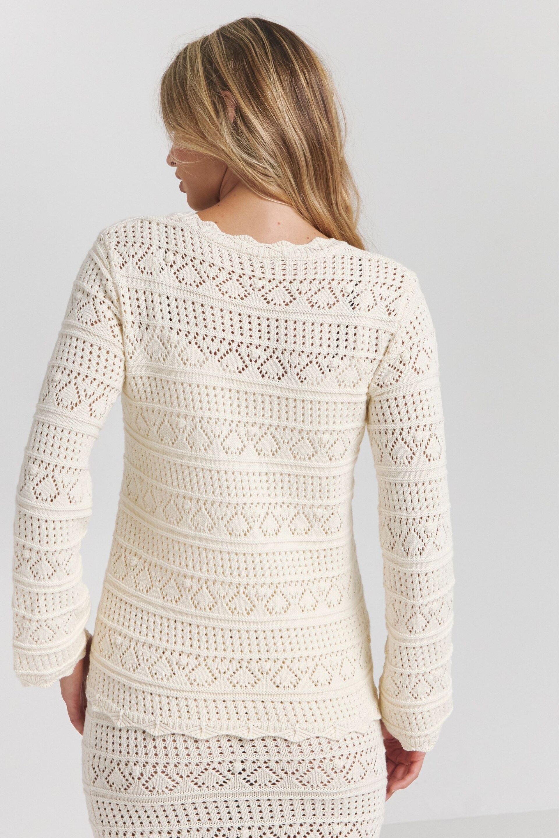 Simply Be Cream Crochet Co-ord Jumper - Image 3 of 4