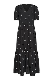 Long Tall Sally Black Embroidered V-Neck Tiered Dress - Image 6 of 6