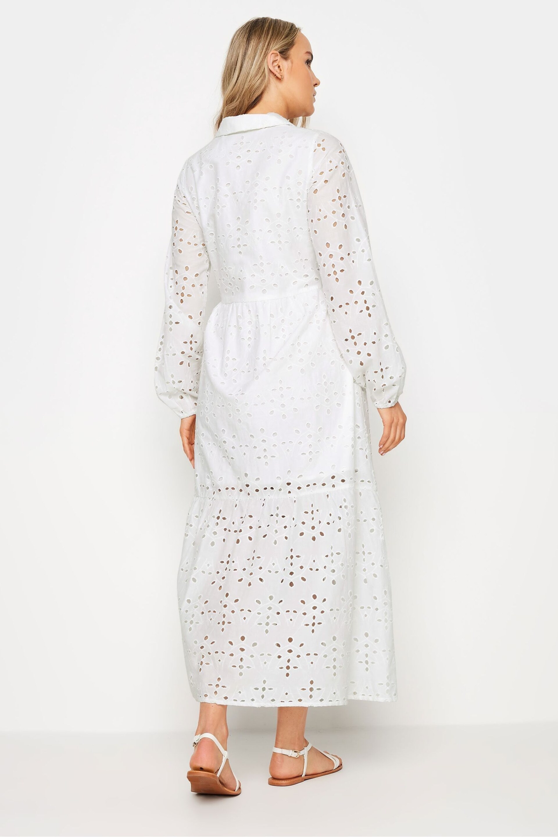 Long Tall Sally White Broidered Long Sleeve Shirt Dress - Image 4 of 6