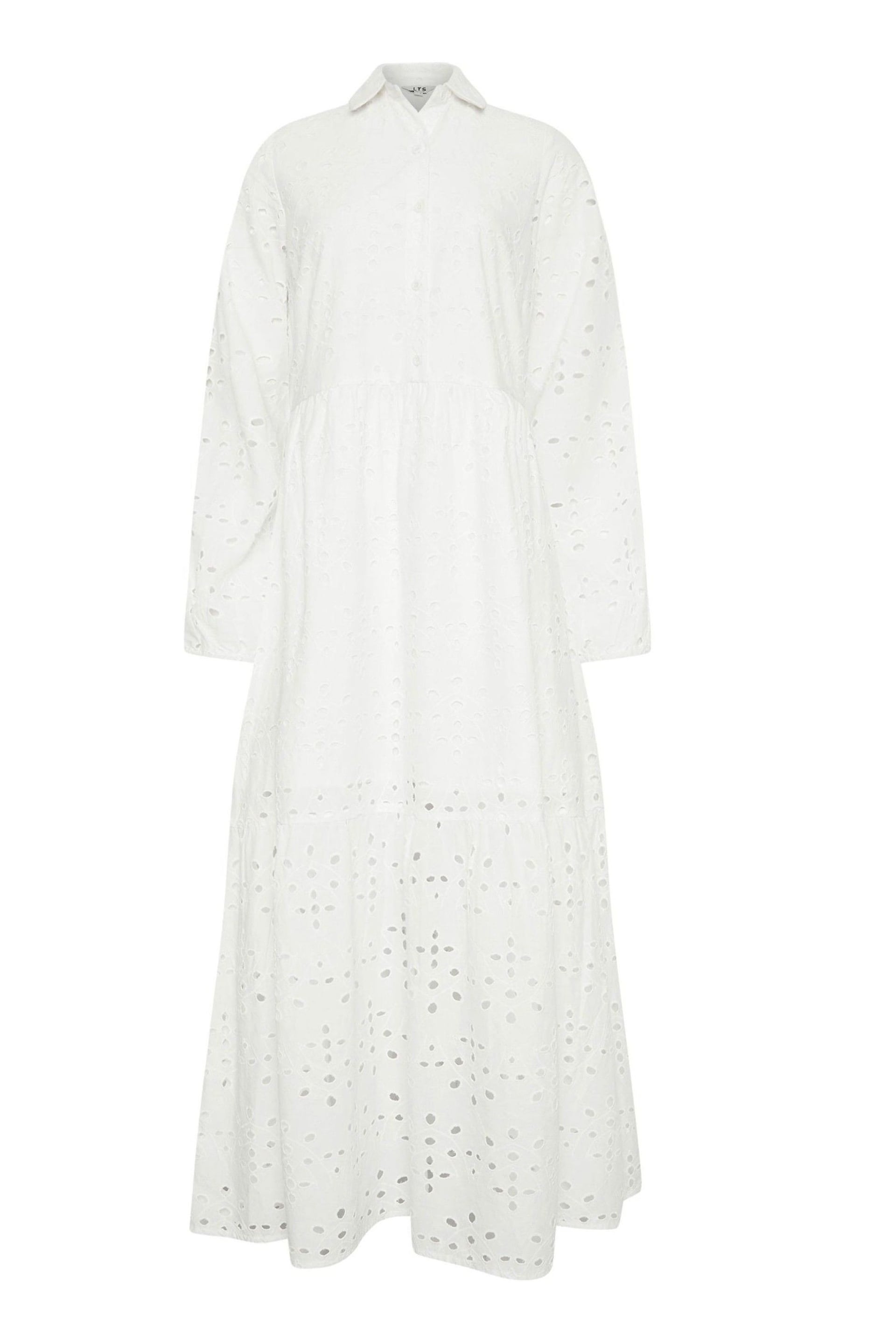 Long Tall Sally White Broidered Long Sleeve Shirt Dress - Image 6 of 6