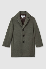 Reiss Green Smoke Gable Senior Single Breasted Overcoat - Image 2 of 4