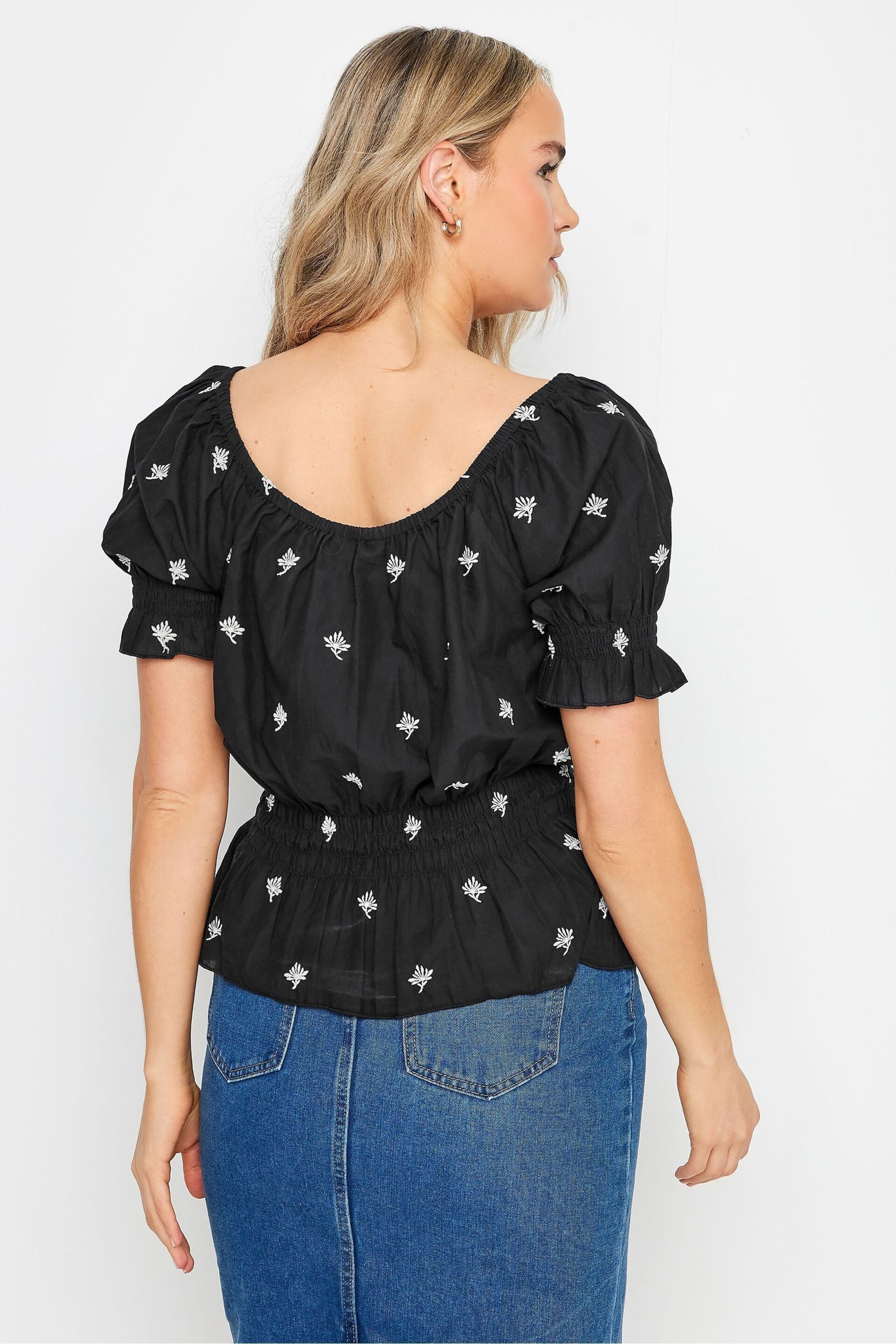 Long Tall Sally Black Embroidered Boho Top - Image 4 of 5