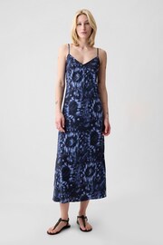 Gap Blue Slip Midi Dress - Image 1 of 5