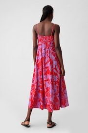 Gap Red Floral Linen Blend Removable Straps Midi Dress - Image 3 of 6