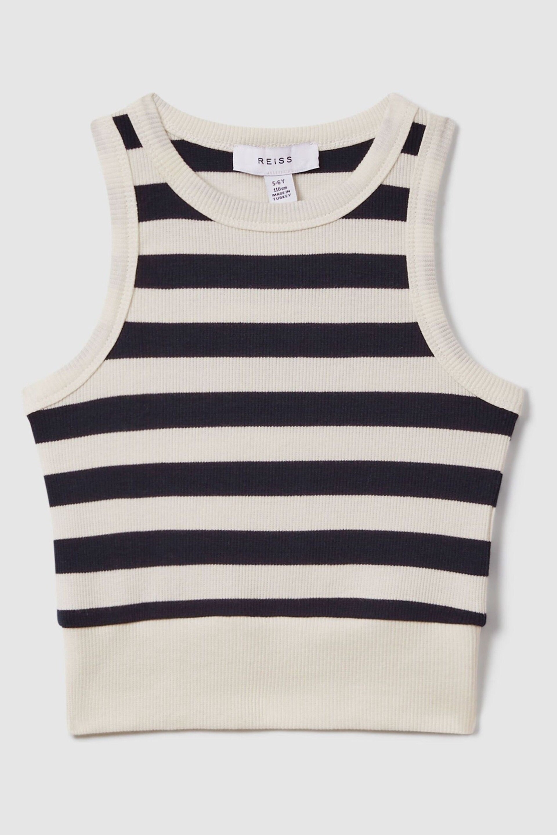 Reiss Navy Kioni Junior Striped Crew Neck Vest - Image 2 of 4