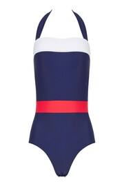 Long Tall Sally Navy Blue Colourblock Halter Neck Swimsuit - Image 5 of 5