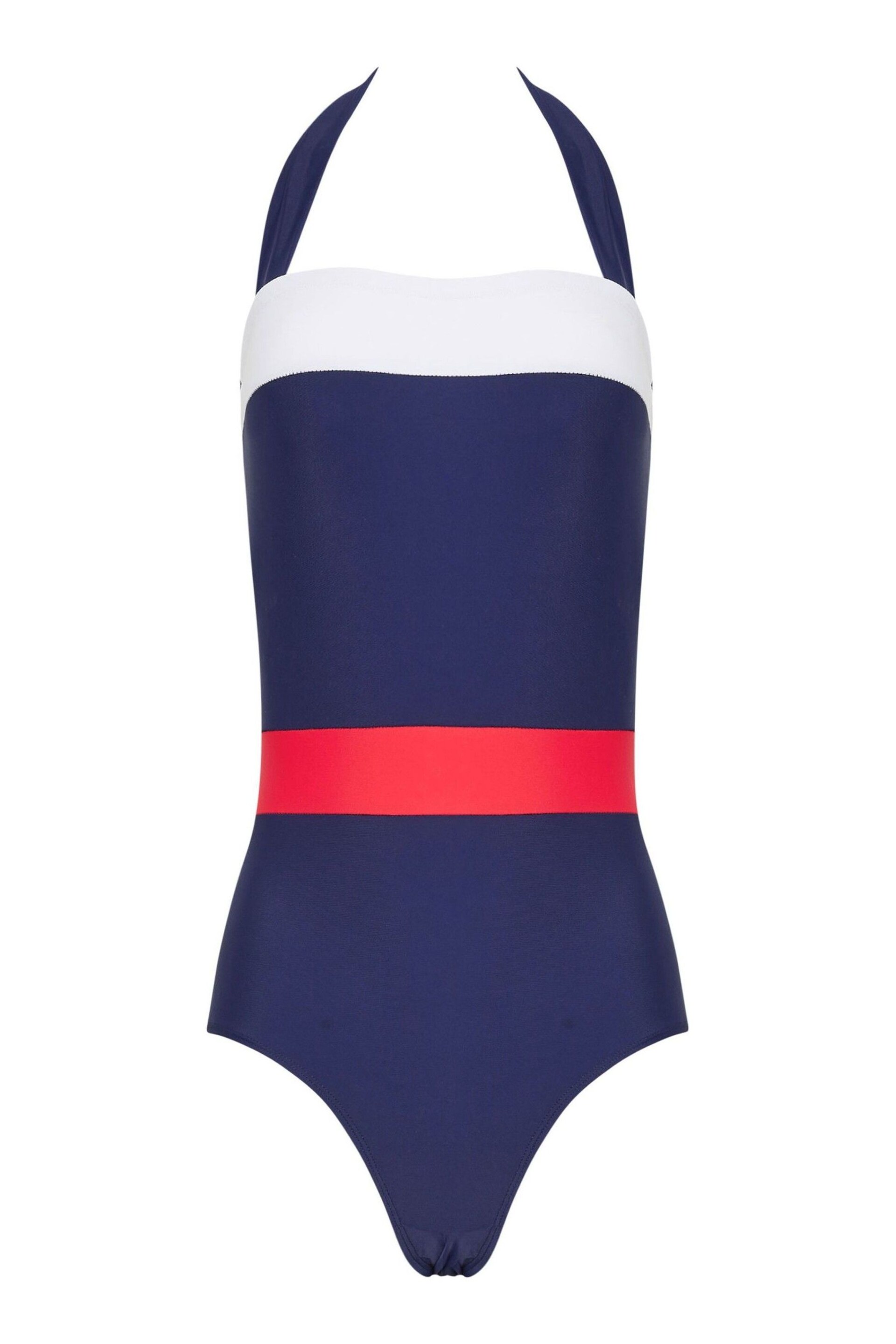 Long Tall Sally Navy Blue Colourblock Halter Neck Swimsuit - Image 5 of 5