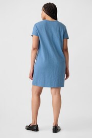 Gap Blue Crew Neck Short Sleeve Pocket T-Shirt Dress - Image 2 of 5