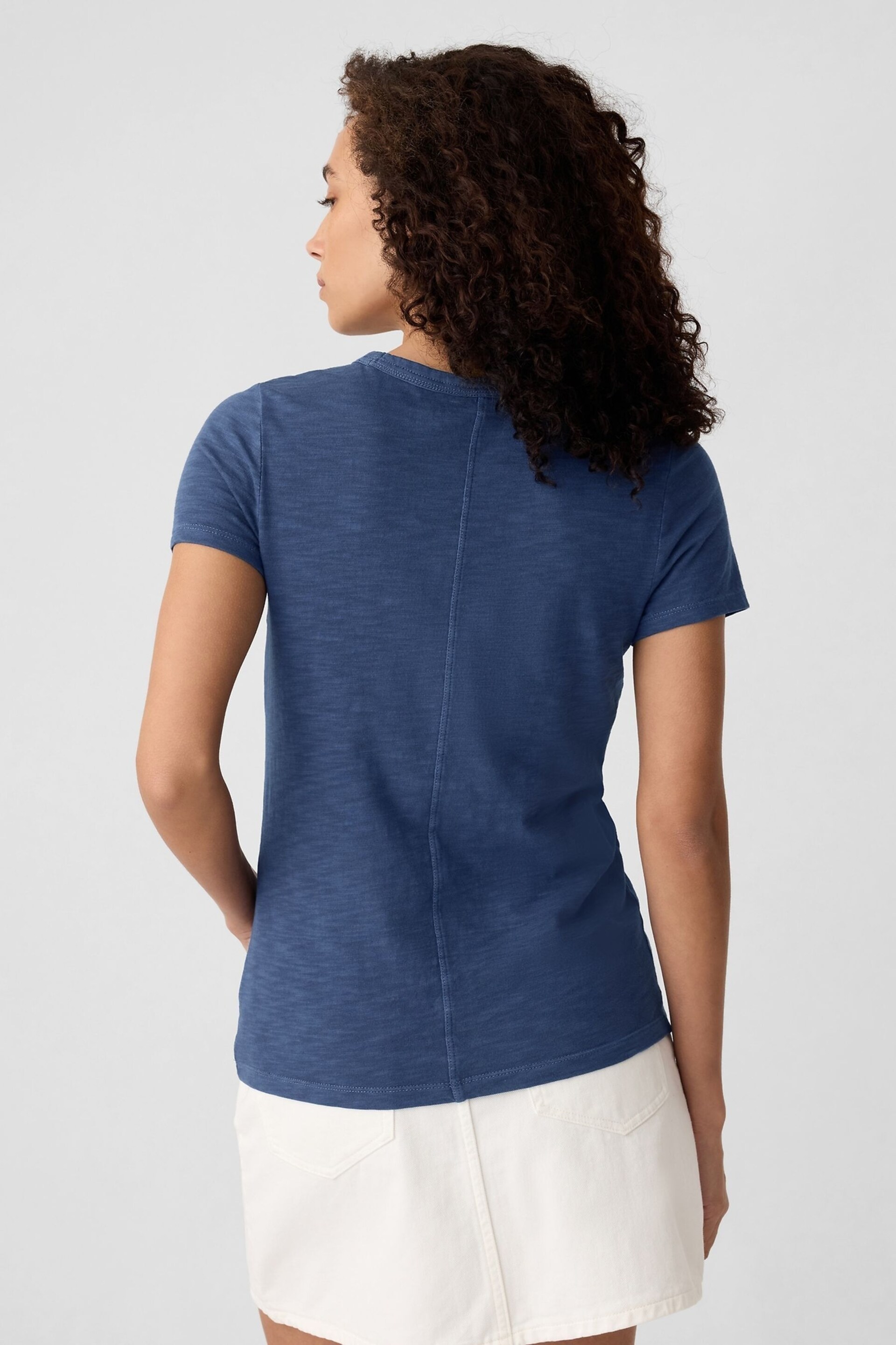 Gap Navy Blue Cotton ForeverSoft Short Sleeve Crew Neck T-Shirt - Image 2 of 5