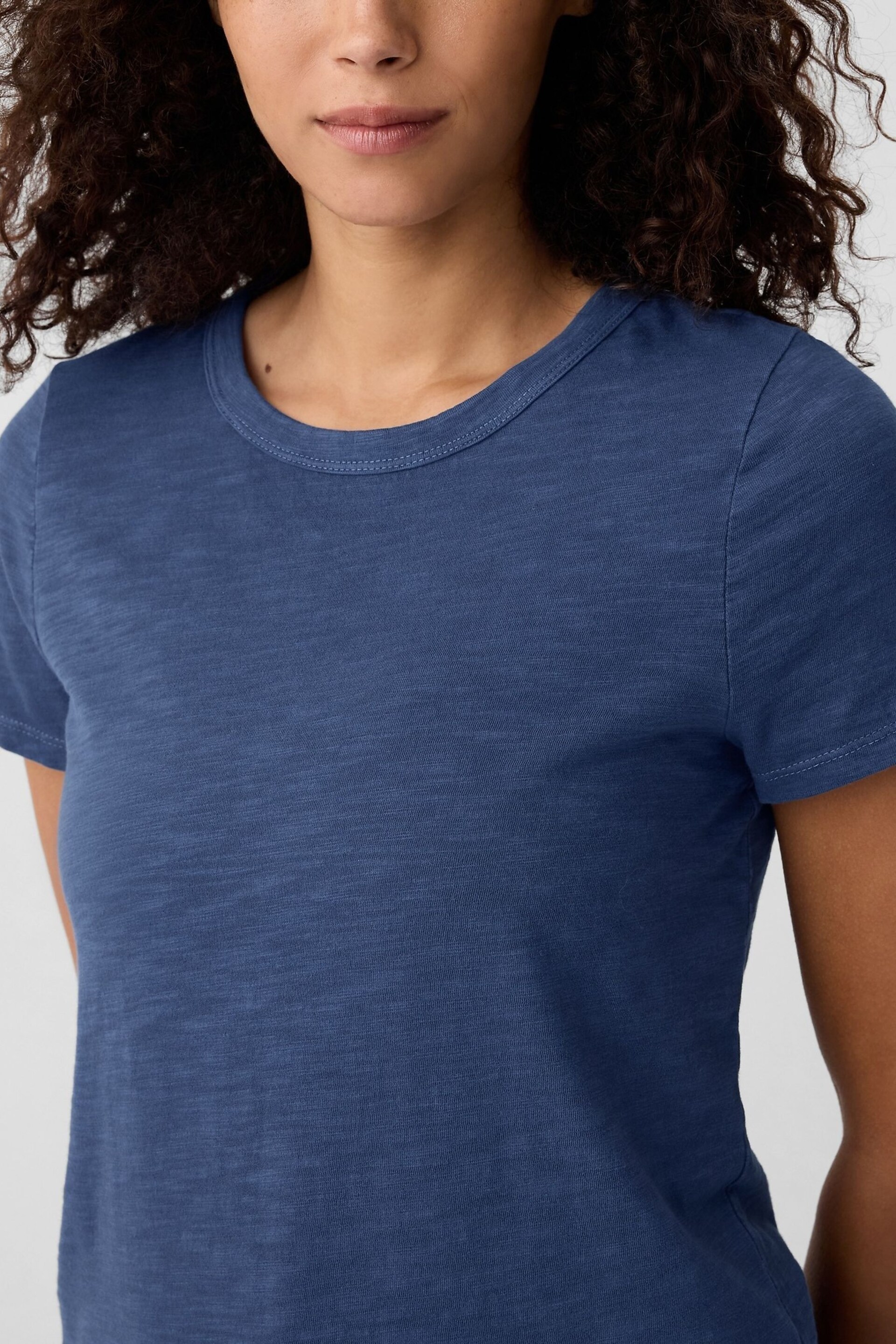 Gap Navy Blue Cotton ForeverSoft Short Sleeve Crew Neck T-Shirt - Image 4 of 5