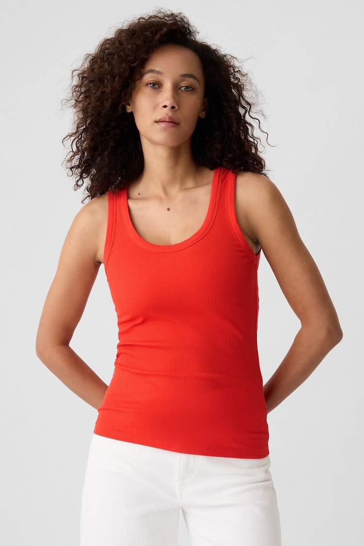 Gap Red Soft Ribbed Sleeveless Vest Top - Image 1 of 5