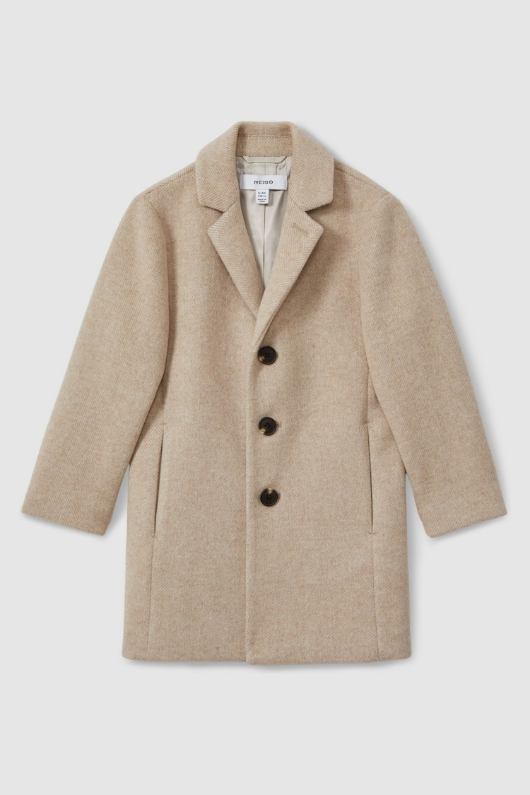 Reiss Oatmeal Gable Junior Single Breasted Overcoat - Image 2 of 4