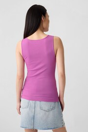 Gap Purple Ribbed Logo Vest Top - Image 2 of 5