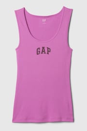 Gap Purple Ribbed Logo Vest Top - Image 5 of 5