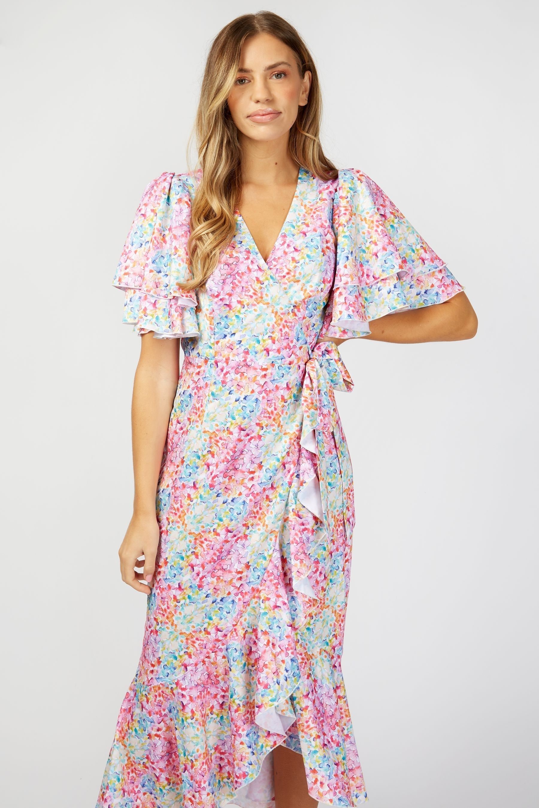 Little mistress floral wrap maxi dress on sale