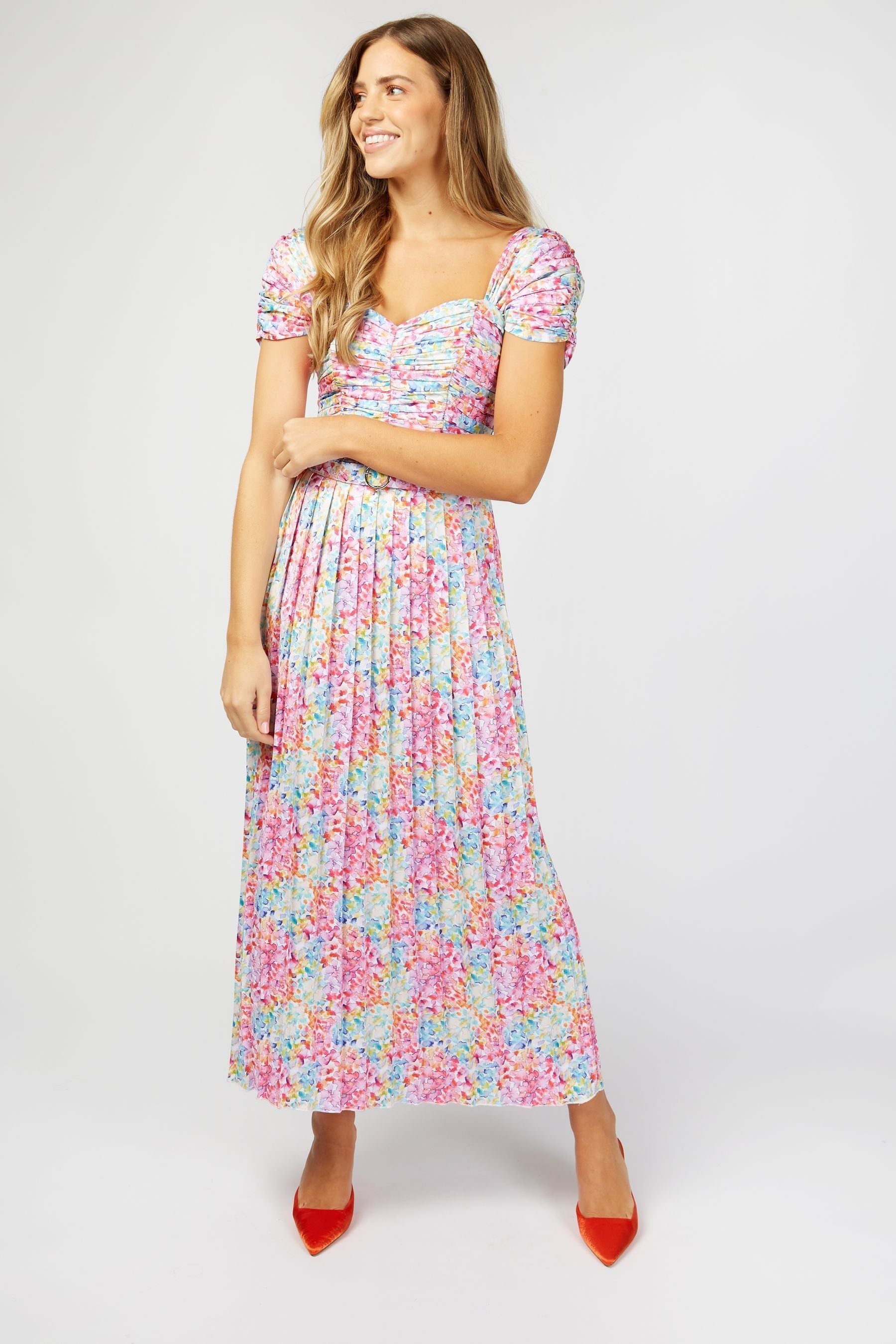 Buy Little Mistress Multi Jackson Spot Print Pleated Belted Maxi Dress from Next Slovakia