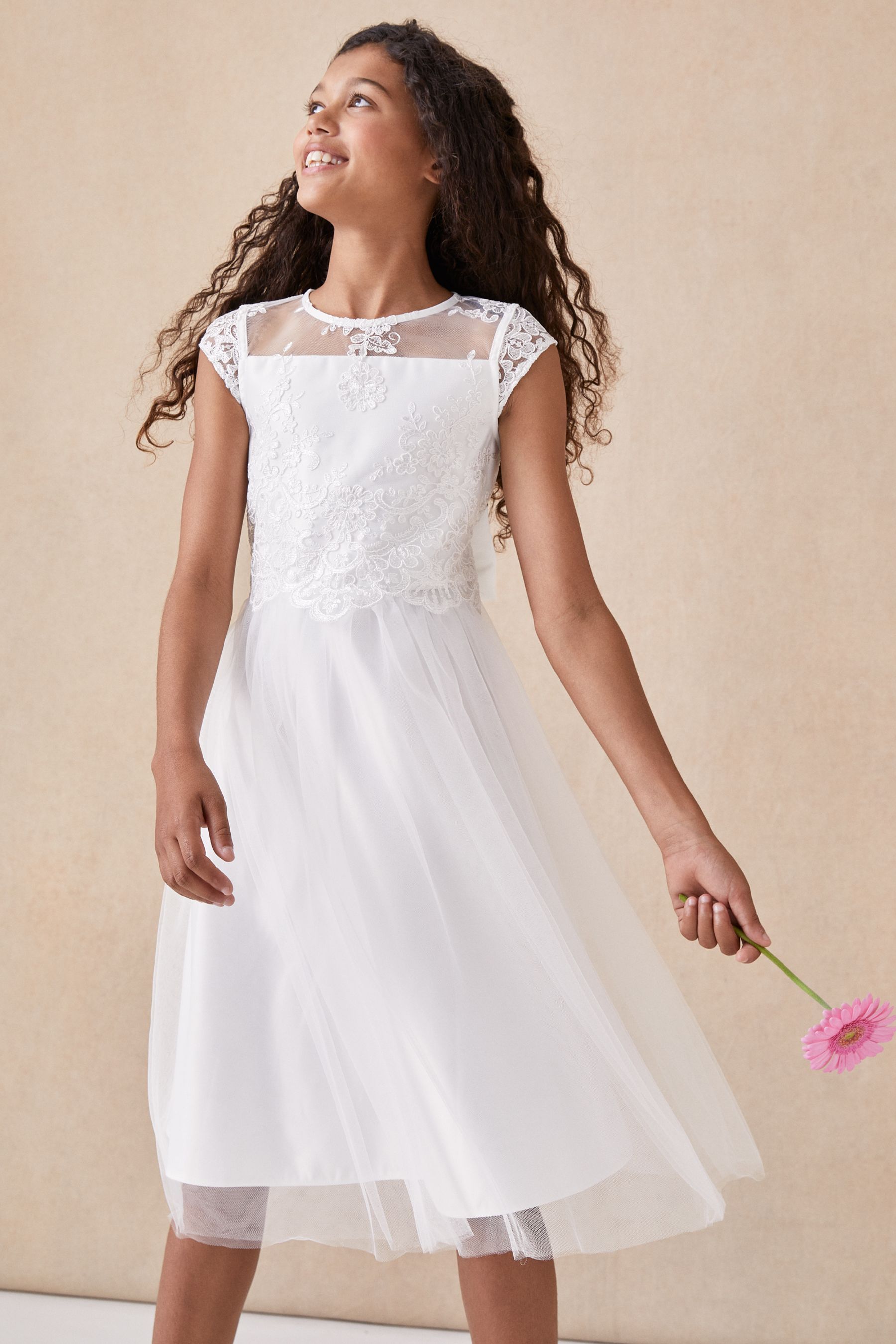 Buy Lipsy Ivory Lace Bodice Occasion Dress from Next Luxembourg