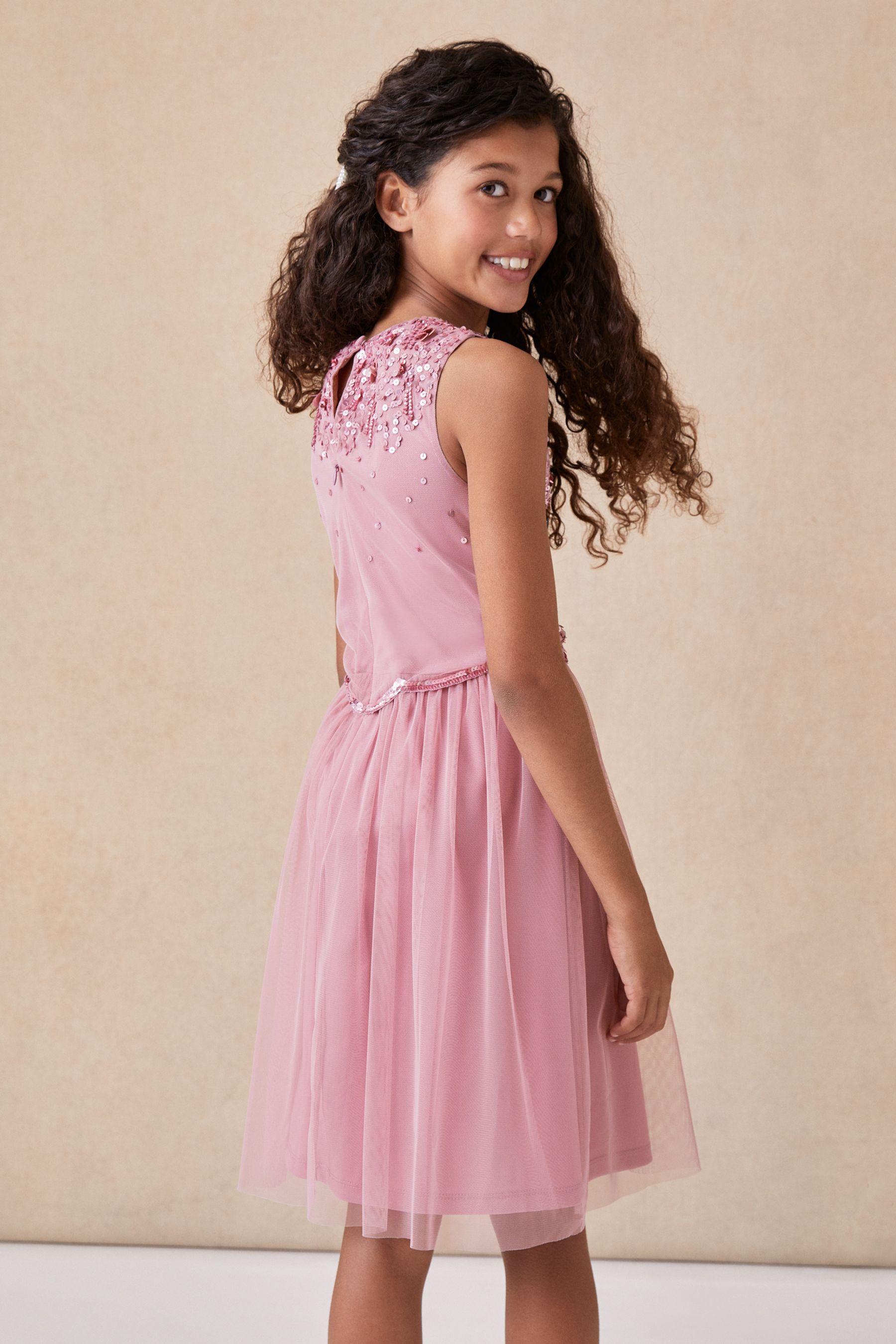 Buy Lipsy Pink Sequin Bodice Midi Occasion Dress from Next Luxembourg