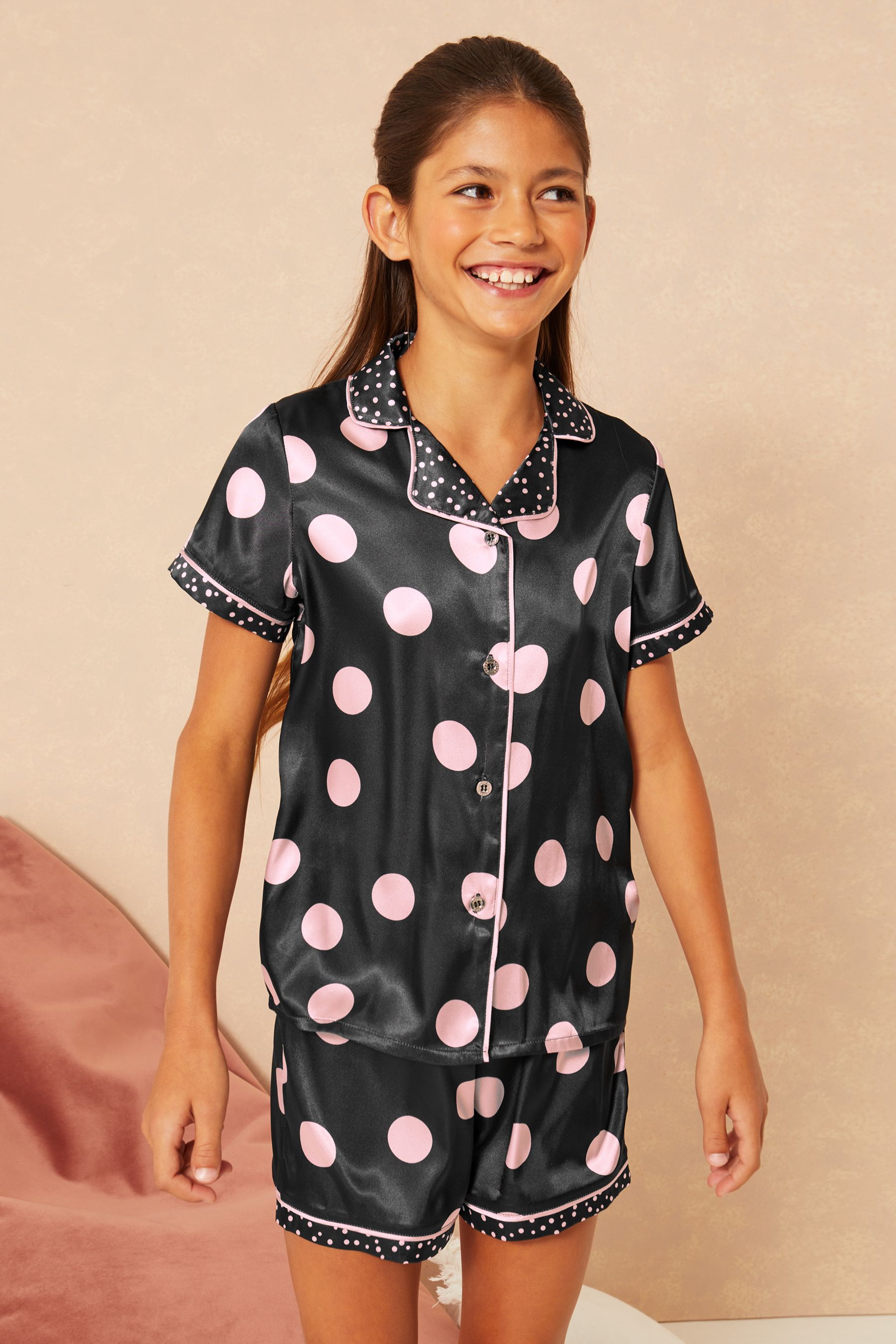 Spotty satin pyjamas on sale