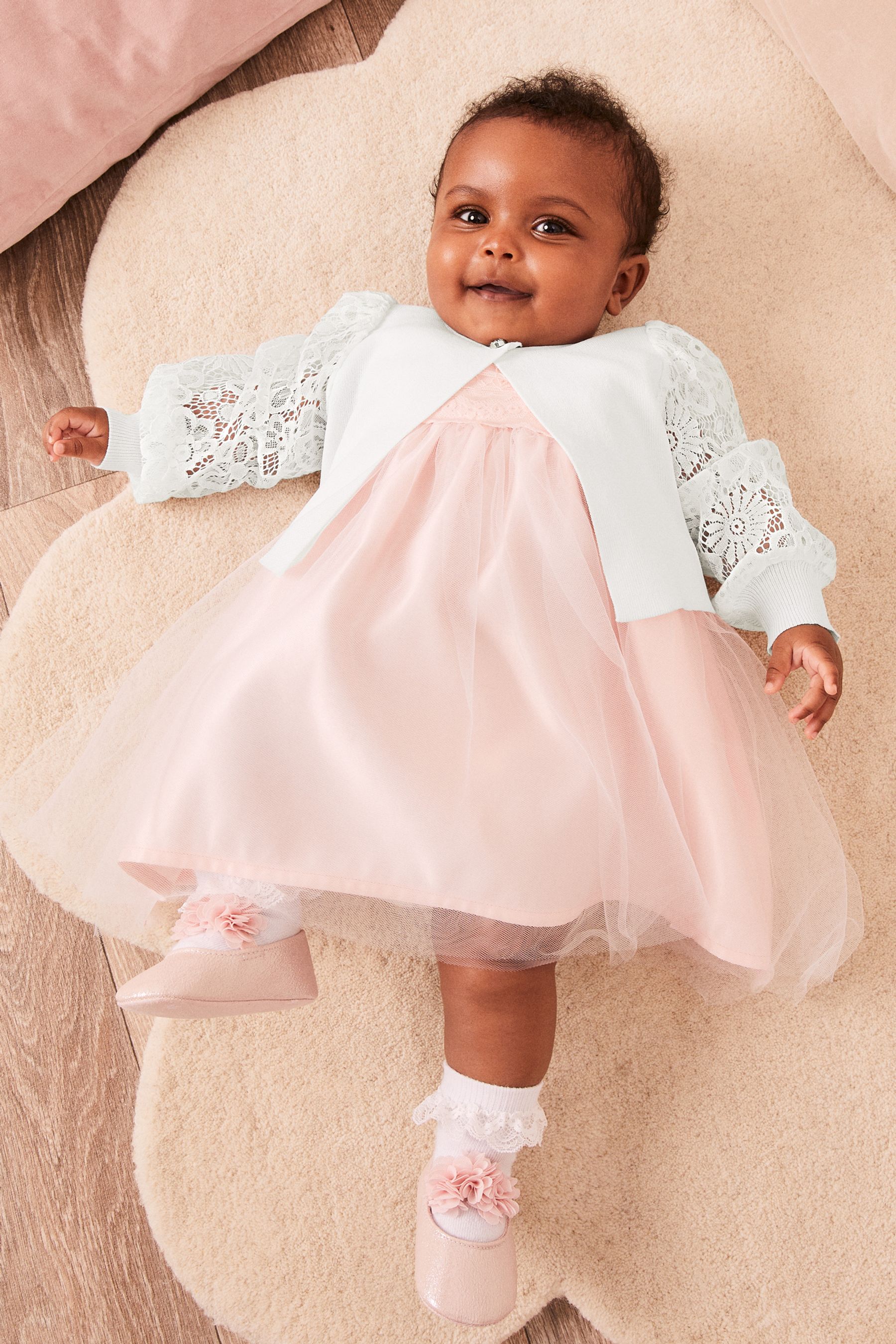 Buy Lipsy White Lace Sleeve Cardigan Baby from Next Luxembourg