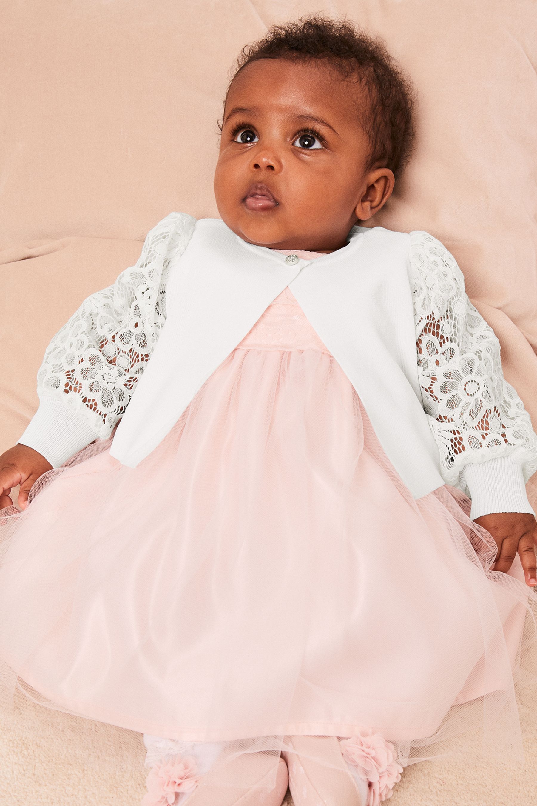 Buy Lipsy White Lace Sleeve Cardigan Baby from Next Luxembourg