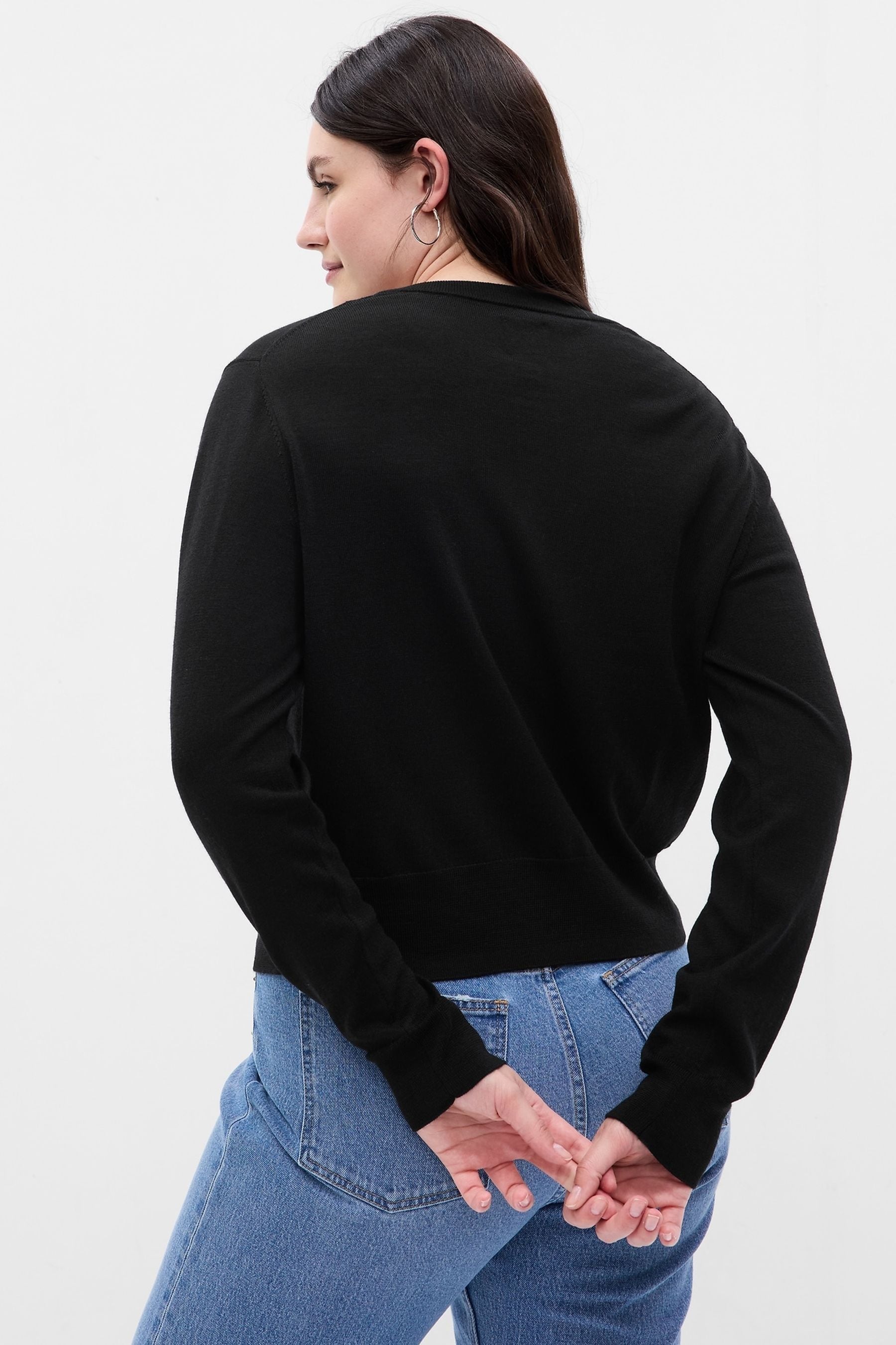 Buy Gap Black Merino Wool Cardigan from Next Luxembourg