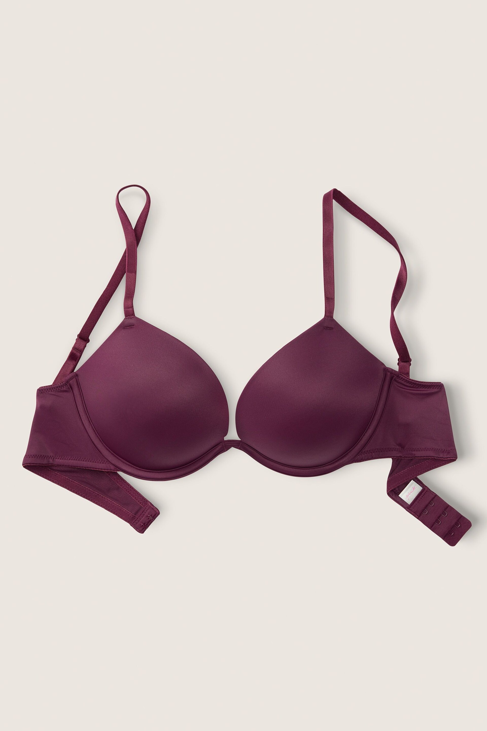 Victoria's Secret PINK Rich Maroon Purple Smooth Super Push Up Bra - Image 4 of 5