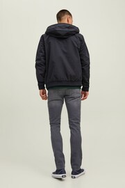 JACK & JONES Black Hooded Bomber Coat - Image 2 of 8