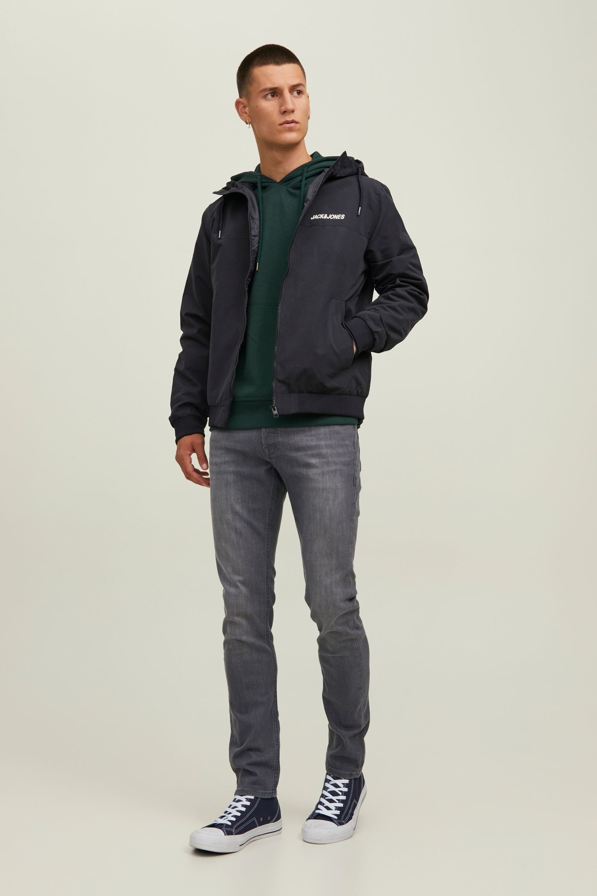 JACK & JONES Black Hooded Bomber Coat - Image 3 of 8