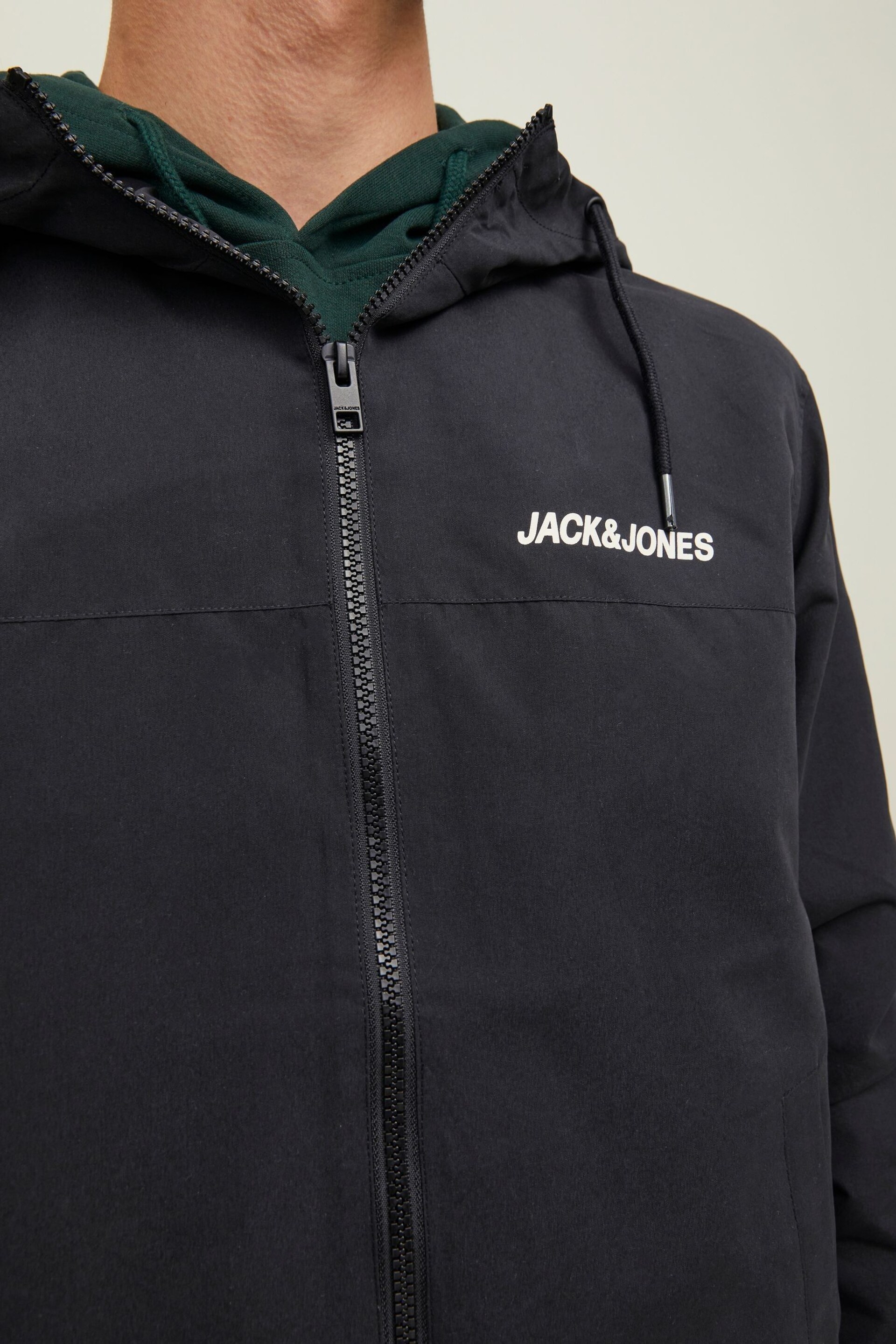 JACK & JONES Black Hooded Bomber Coat - Image 5 of 8