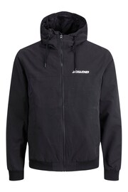 JACK & JONES Black Hooded Bomber Coat - Image 7 of 8