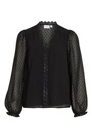 VILA Black V Neck Lace Dobby Blouse - Image 6 of 7